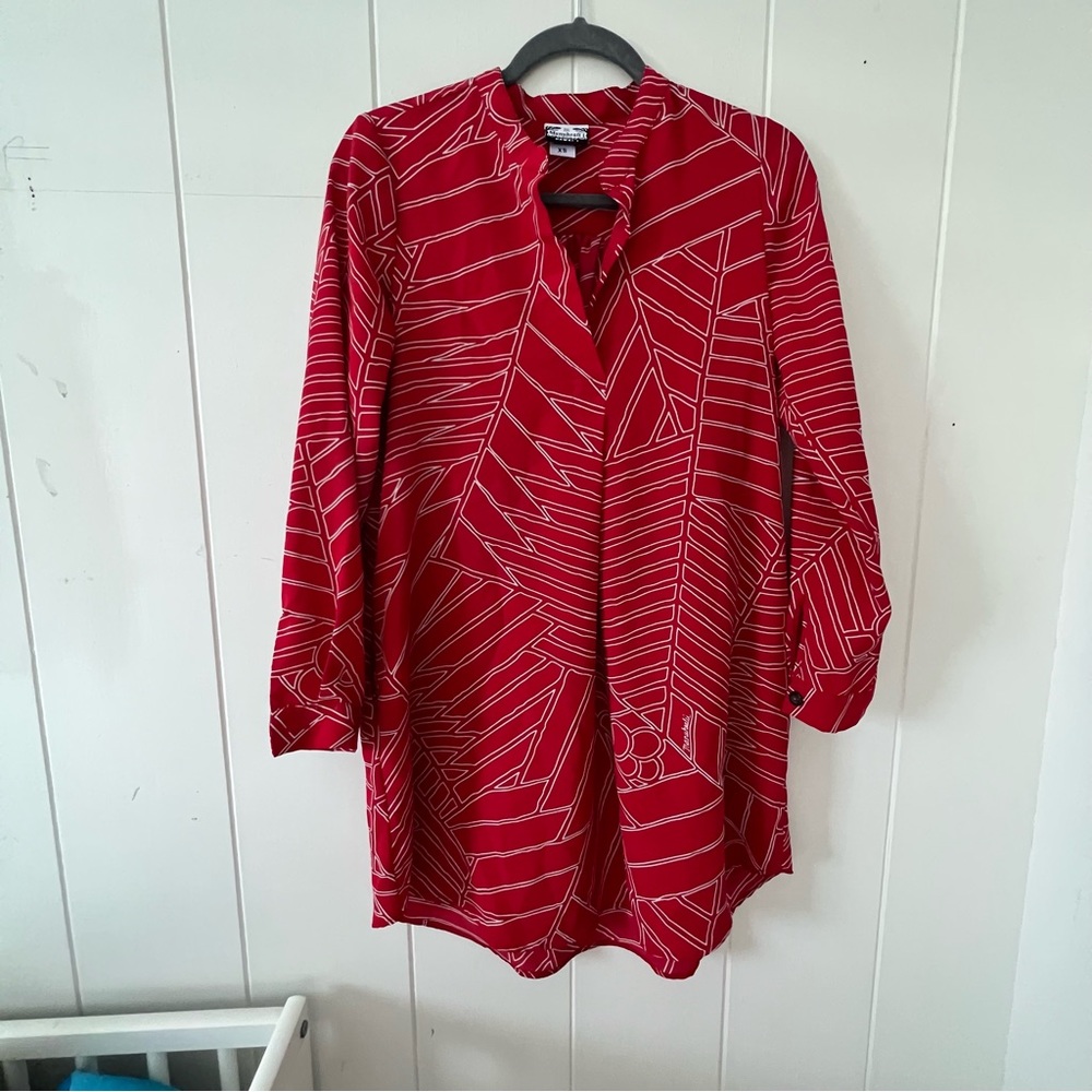 Manuheali'i Red Long Sleeve Tunic Dress XS